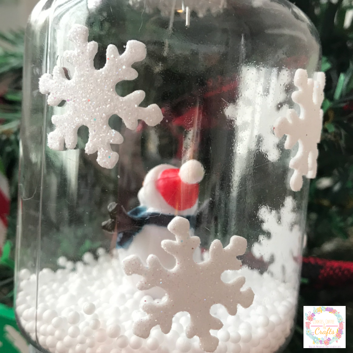 snowflakes on the snowman snow globe mason jar Christmas Ornament 