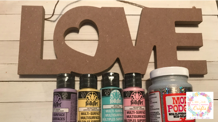 Supplies for DIY Mod Podge Mega Glitter Sign 