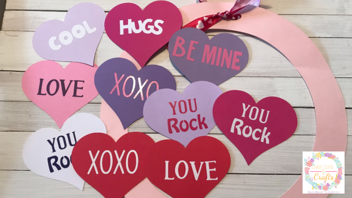 Supplies for Valentines Day Conversation Heart Wreath 