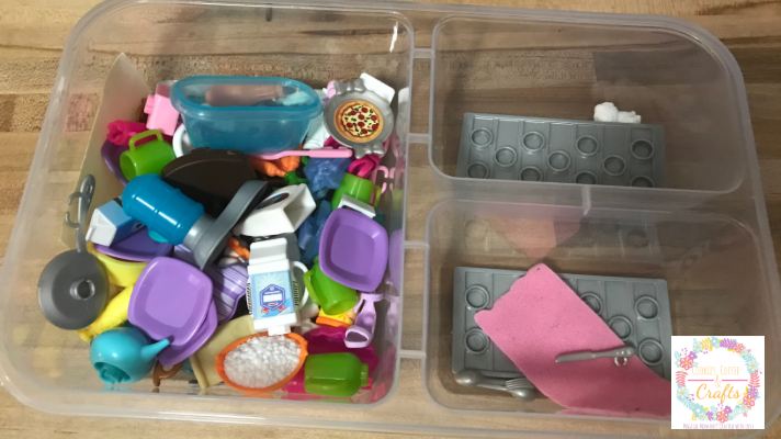 Using a lunchbox container for all of Barbies small stuff