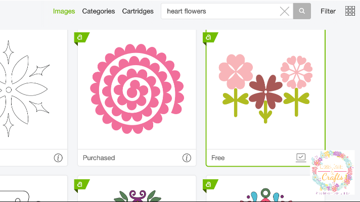 Finding Heart Flowers in Cricut Design Space for lollipop holders