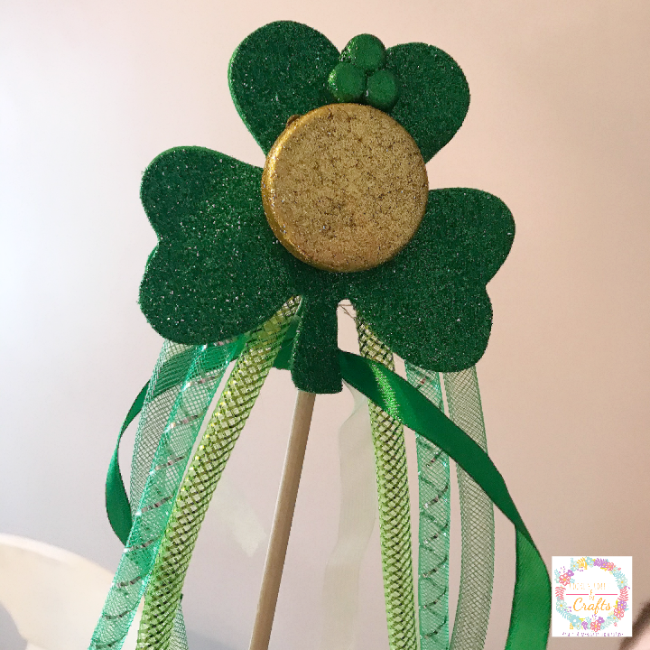 Magic Shamrock Wand craft for kids with ribbon