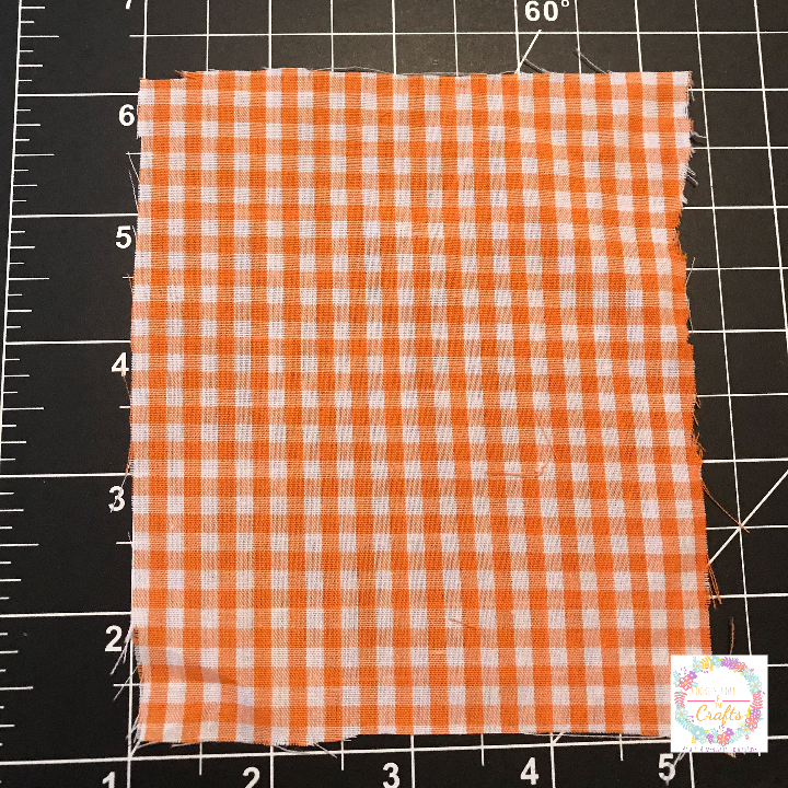 Orange plaid fabric for the Carrot Easter Decorations  