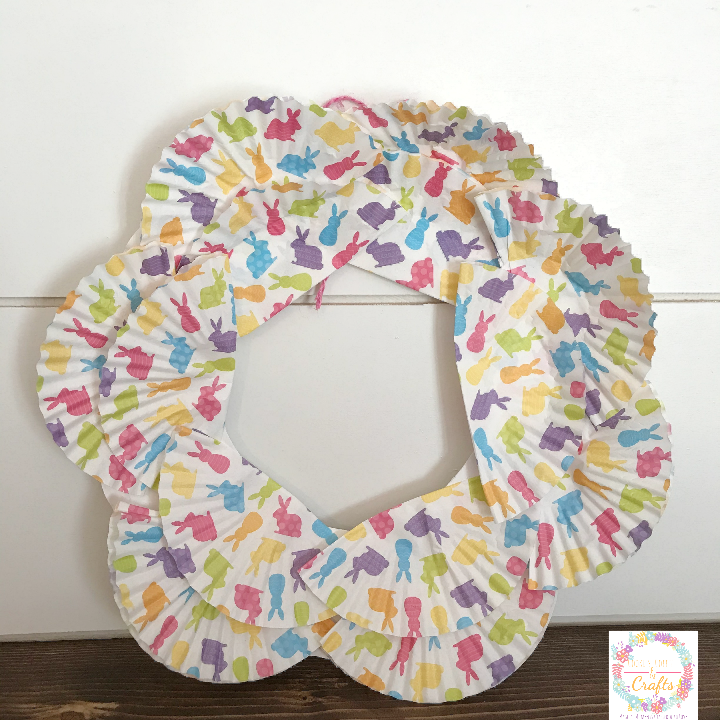 Easter Paper Plate Wreath with Cupcake Liners