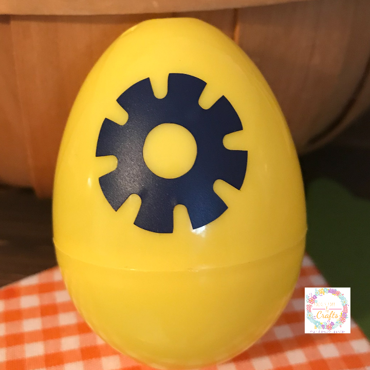 Gears plastic egg with vinyl because my son loves robots 