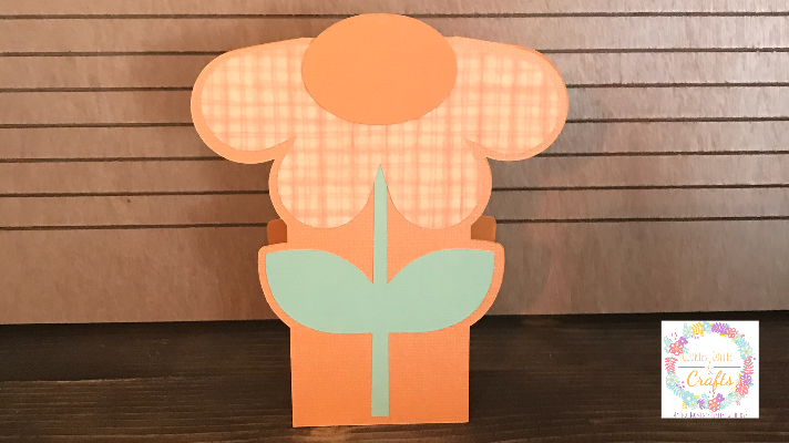 Flower Cricut Greeting Card in Orange Plaid 