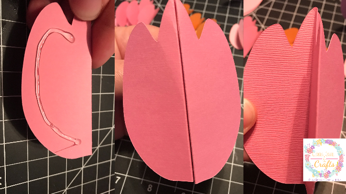 Glueing the 3D Paper Tulip together with hot glue 