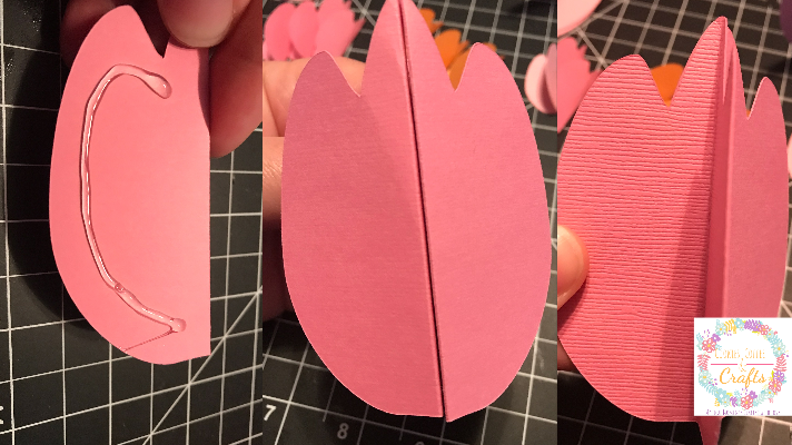 Glueing the 3D Paper Tulip together with hot glue