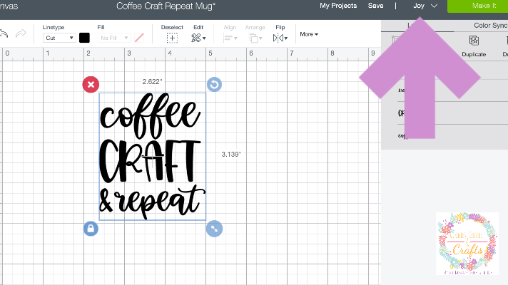 Make sure you choose Cricut Joy for machine before you click Make It in Cricut Design Space