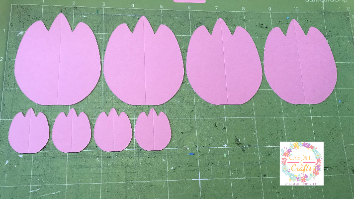 Paper tulips cut and scored with the Cricut Maker 