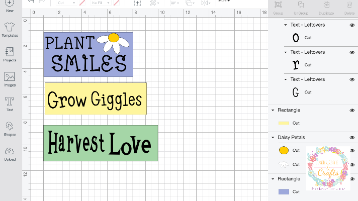 Creating the designs for the wood block signs in Cricut Design Space