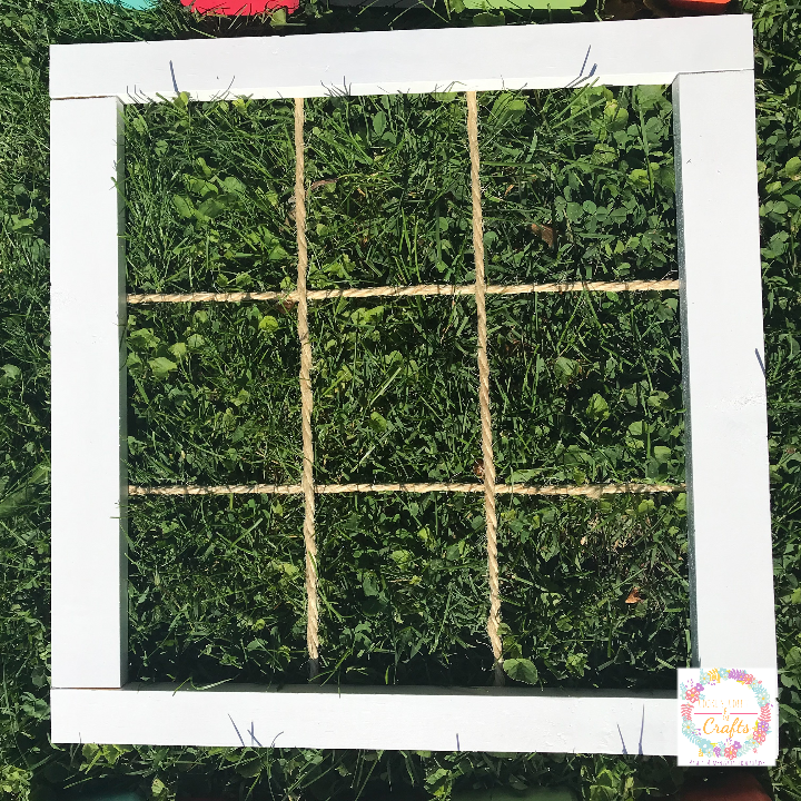 DIY Tic Tac Toe Board with wood and rope