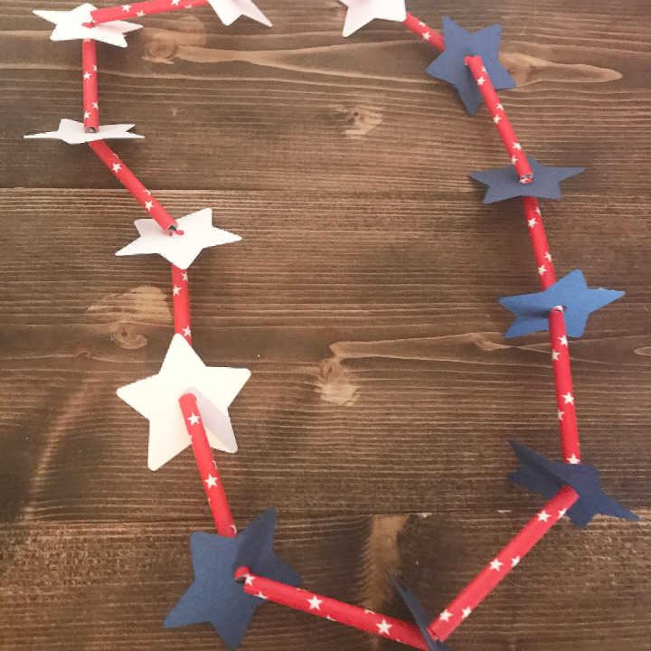 Kids Patriotic Paper Straw Necklace (for the 4th of July)