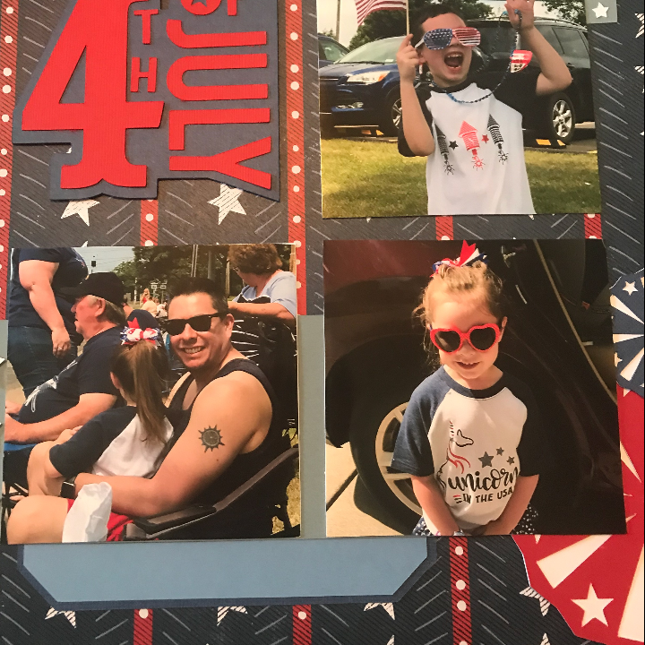 4th of July Scrapbook layout from Cricut Design Space