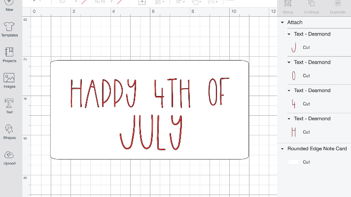 Cricut Design Space Happy 4th of July saying cut with vinyl for the tray 