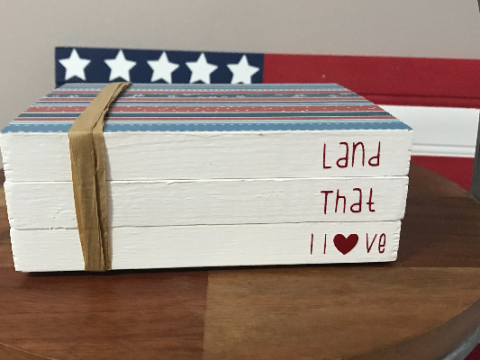 DIY Wooden Patriotic Book Stack