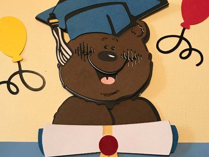 DJ Inkers Graduation Bear on Kindergarten Scrapbook Page