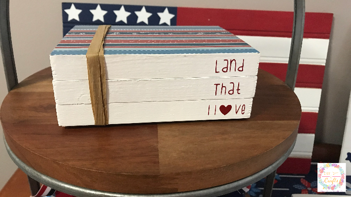 Faux Patriotic Book Stack Decoration