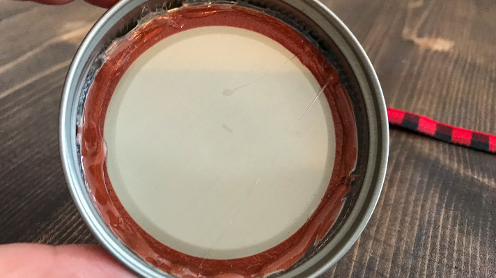 Add hot glue all around the lid to keep it in place