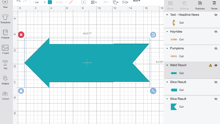 Creating an arrow as a welding project in Cricut Design Space