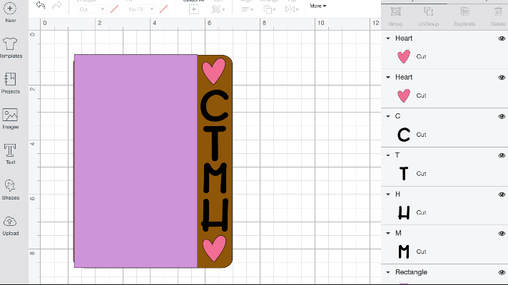 Cricut Design Space design for the DIY notebook cover