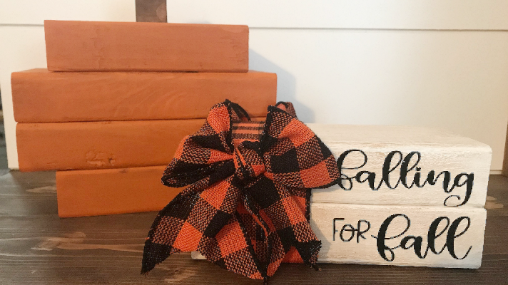 DIY Fall Wood Decor- Book Stack Craft