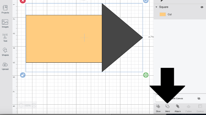 Highlight all of the images in the box before clicking weld 