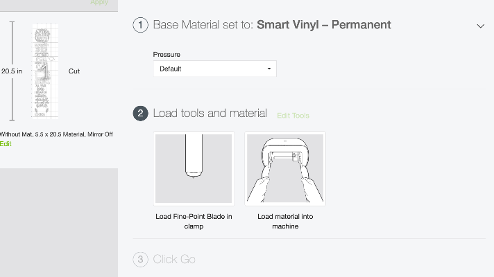 Cutting instructions for Smart Vinyl with the Cricut Joy