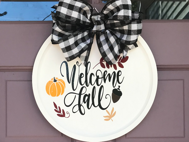 Welcome Fall Dollar Tree Pizza Pan Wreath Craft