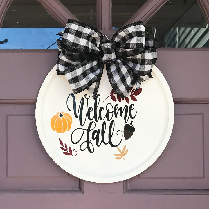 Dollar Tree Fall Pizza Pan Wreath and Sign Tutorial - Life as a