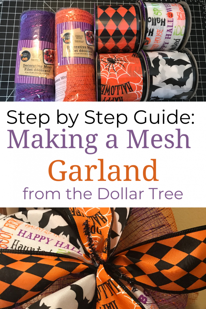 Making a mesh garland step by step guide from the Dollar Tree