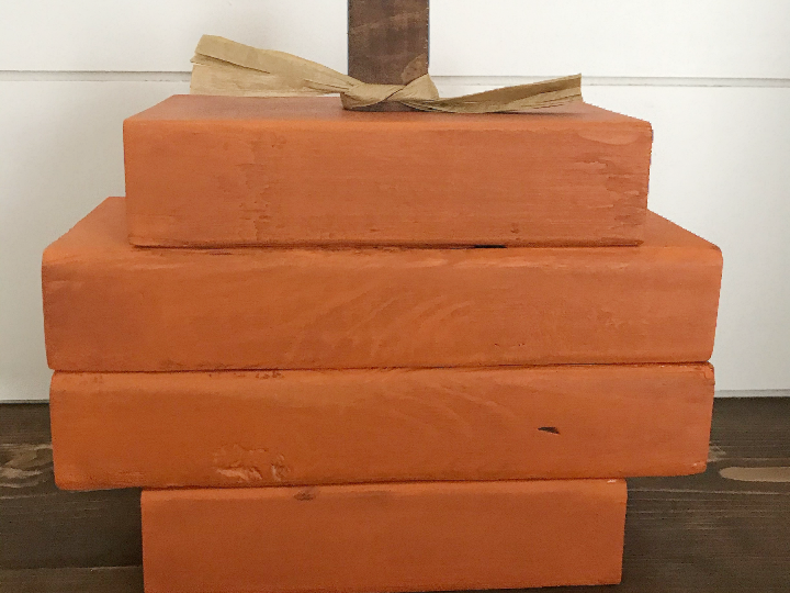 Wooden 2x4 pumpkin craft idea