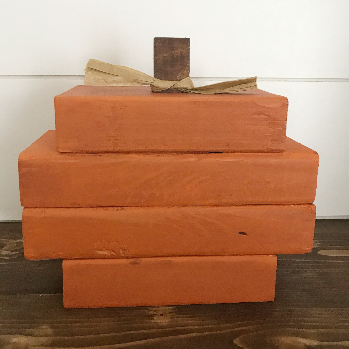 Wooden 2x4 pumpkin craft idea