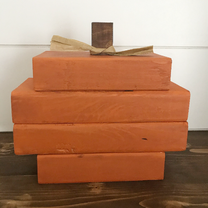 Wooden 2x4 pumpkin craft idea 