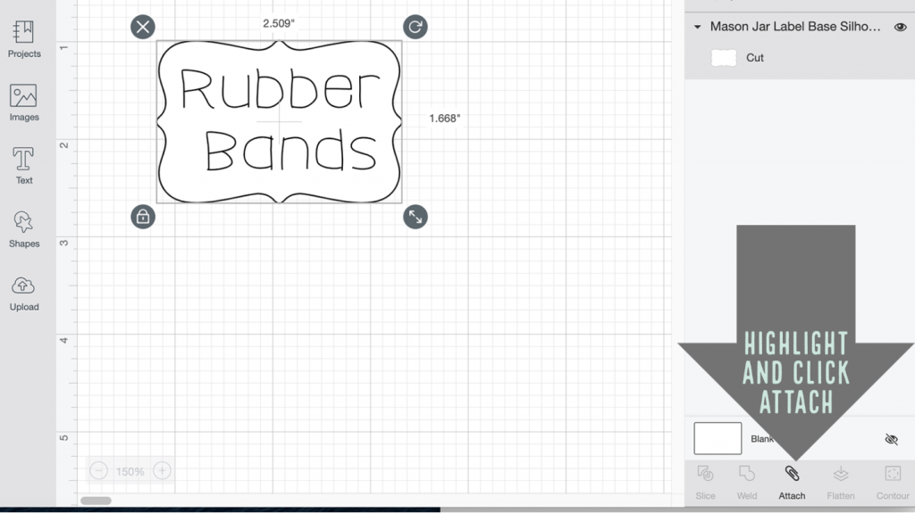 Attaching the text to the smart label to create it with the Cricut Joy