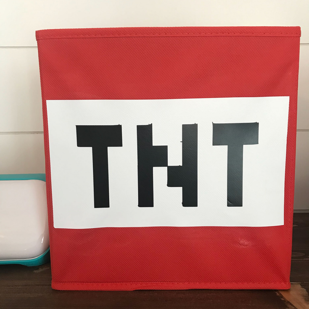 Minecraft TNT Bin for Minecraft bedroom decor