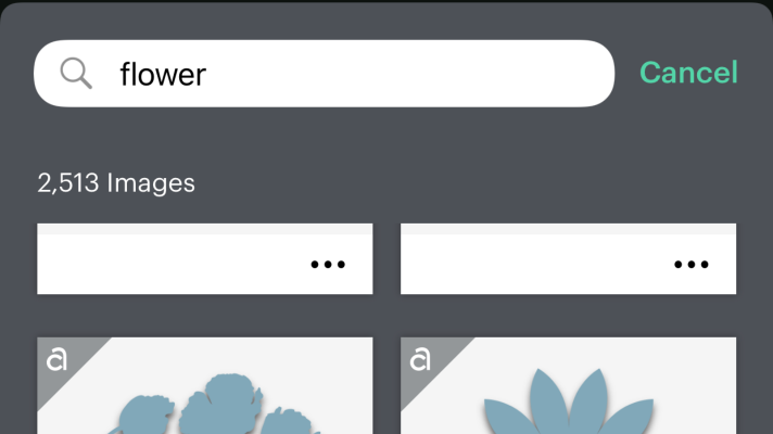 Searching for images in the Cricut Joy App