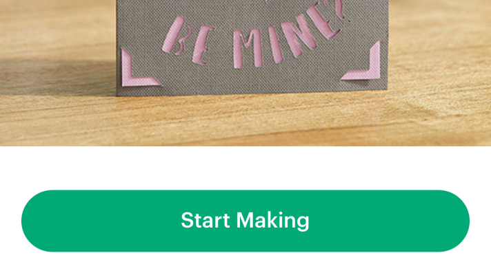 Choose a greeting card and click start making in the Cricut Joy App