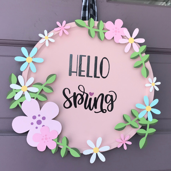 Cricut Spring Pizza Pan Door Hanger