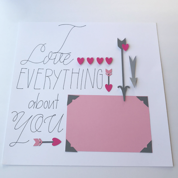 love scrapbook page with cricut