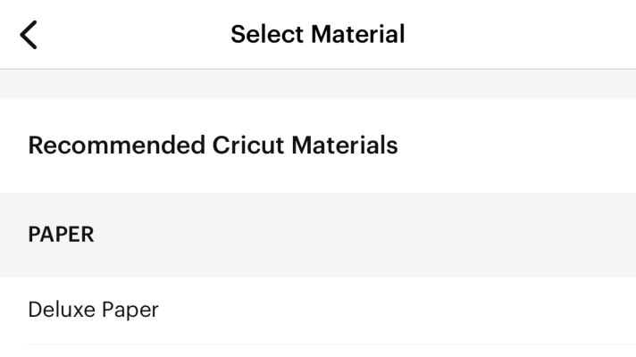 Select the material to make your paper project from the Cricut Joy App Tutorial