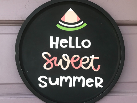 Watermelon themed summer pizza pan wreath for your front door