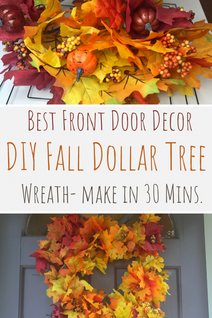 DIY fall Dollar Tree Wreath for the front door