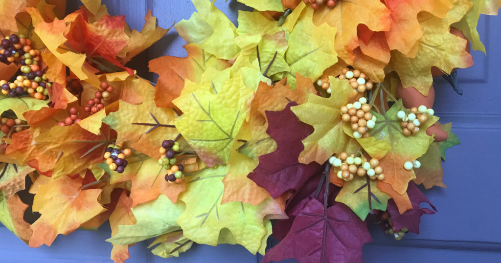 Easy DIY Fall Dollar Tree Wreath on the front door