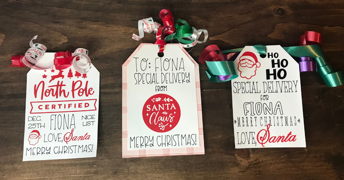 Personalized Santa Gift Tags with Cricut | 3 Gift Tag Files Included