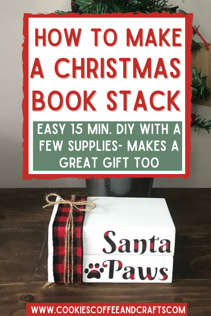 DIY Christmas Wood Book Stack