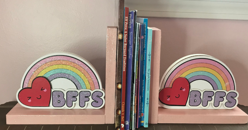 Easy DIY rainbow bookends decor for kids