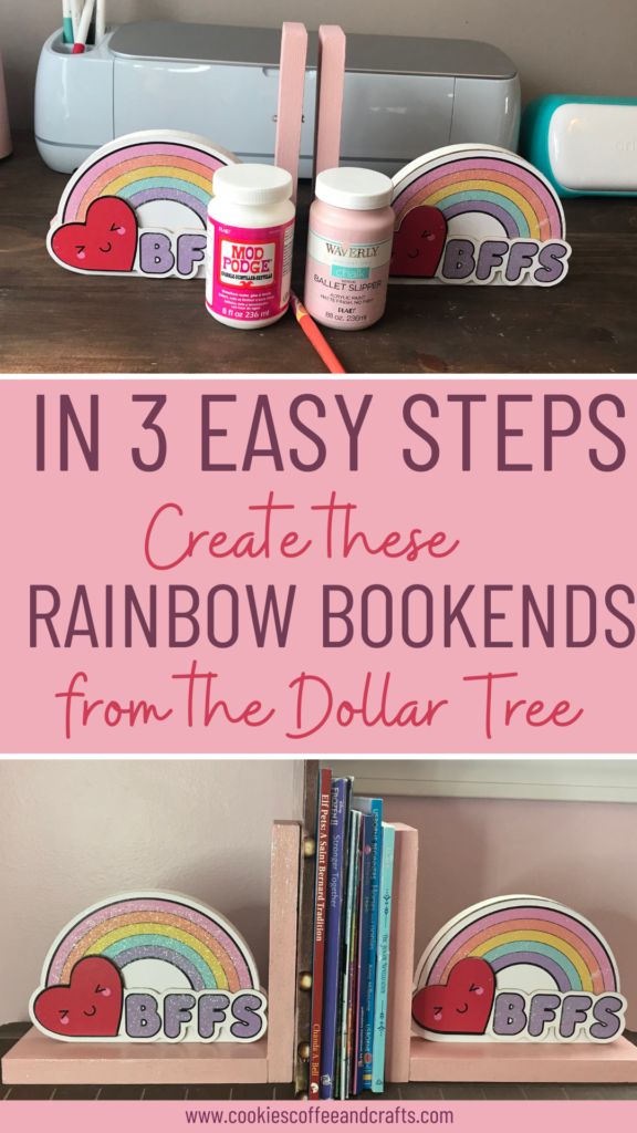 DIY rainbow bookends from Dollar Tree