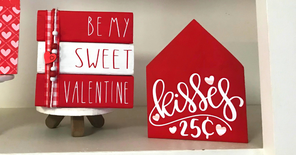kisses wood house made with Cricut