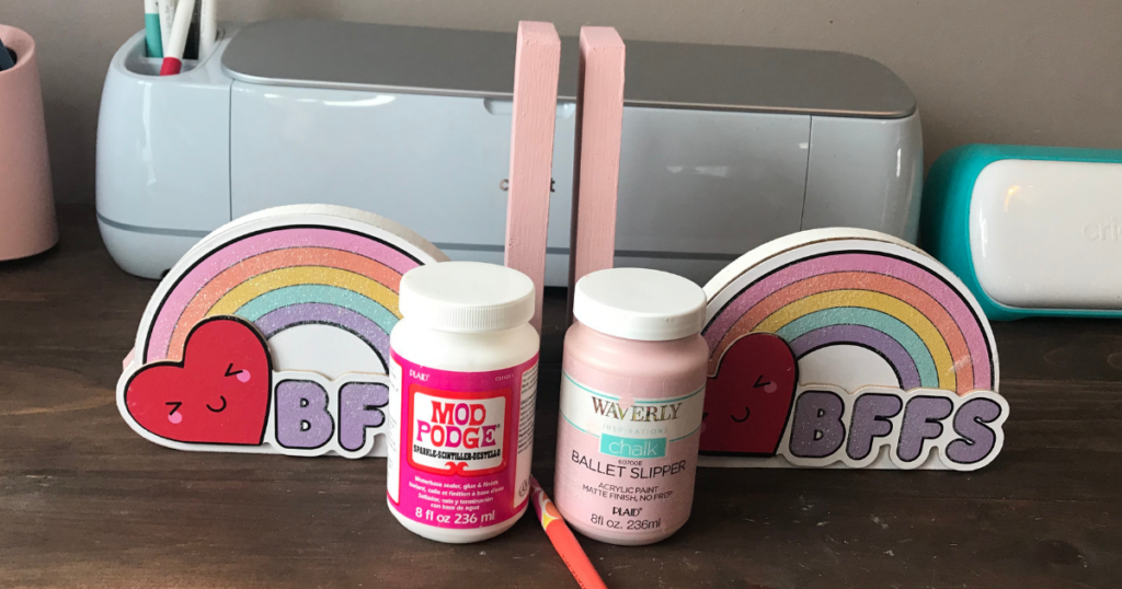 Materials for DIY Rainbow Bookends from the Dollar Tree